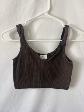 Cotton On Ribbed Cropped Tank - Dark Brown